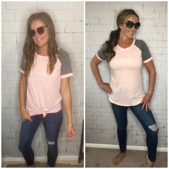 Tops - Pink Baseball Tee